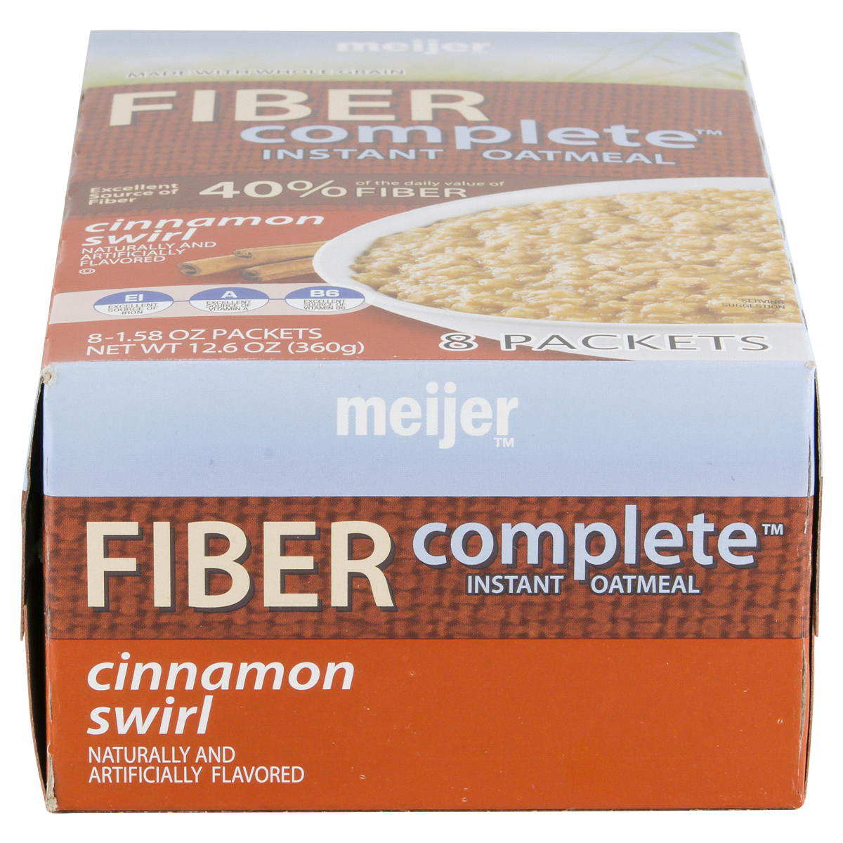 slide 5 of 6, Meijer Instant Oatmeal High Fiber Cinnamon Swirl, 12.6 oz