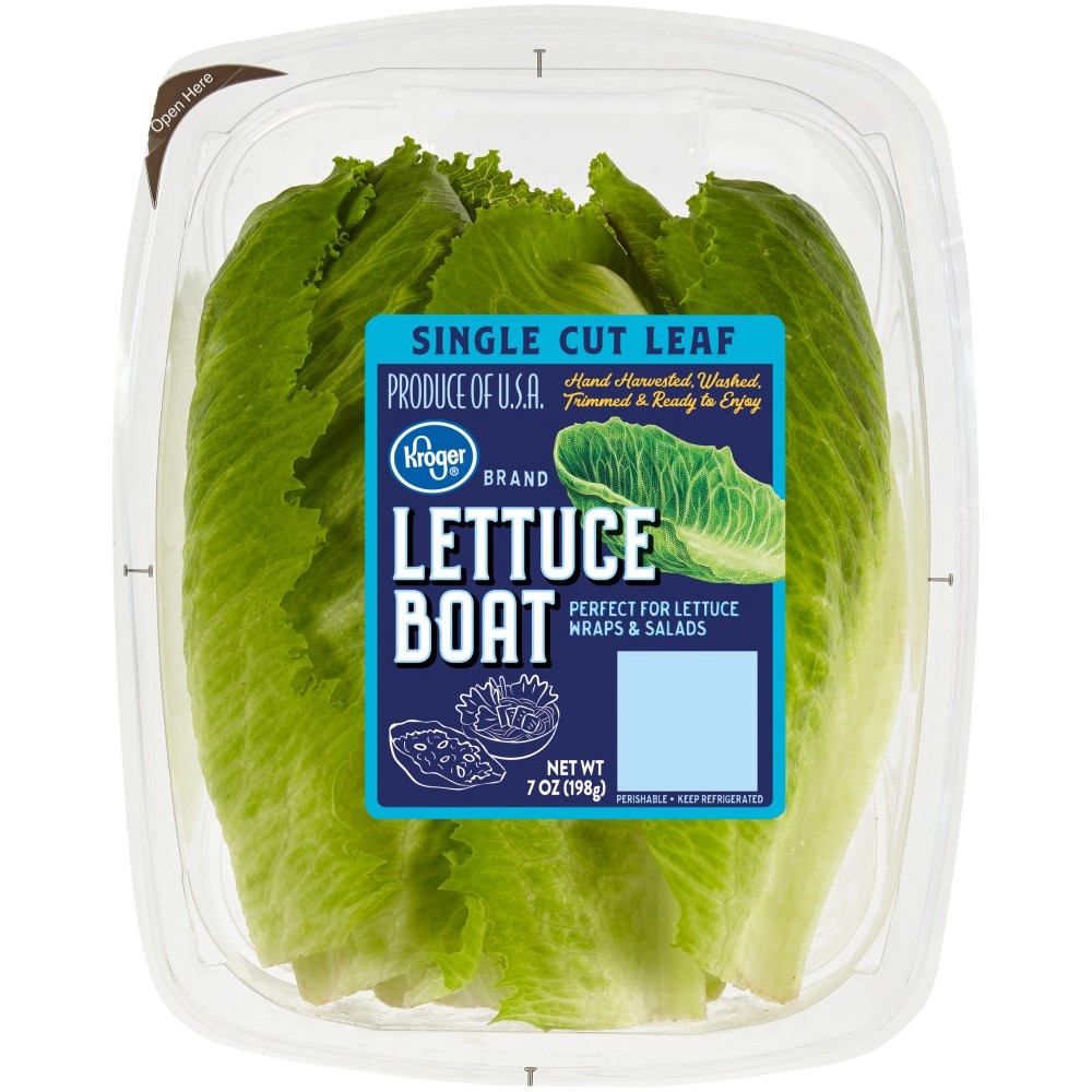 slide 1 of 1, Kroger Washed And Trimmed Single Leaf Lettuce Boats, 7 oz