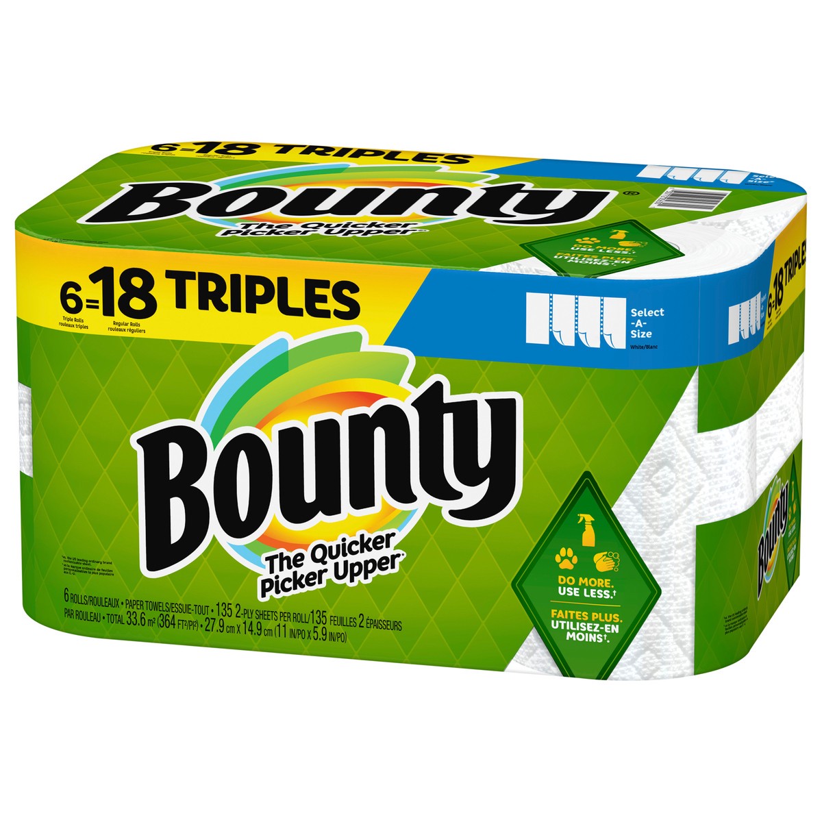 slide 5 of 5, Bounty Select-A-Size Paper Towels, 6 Triple Rolls, White, 135 Sheets Per Roll, 6 ct