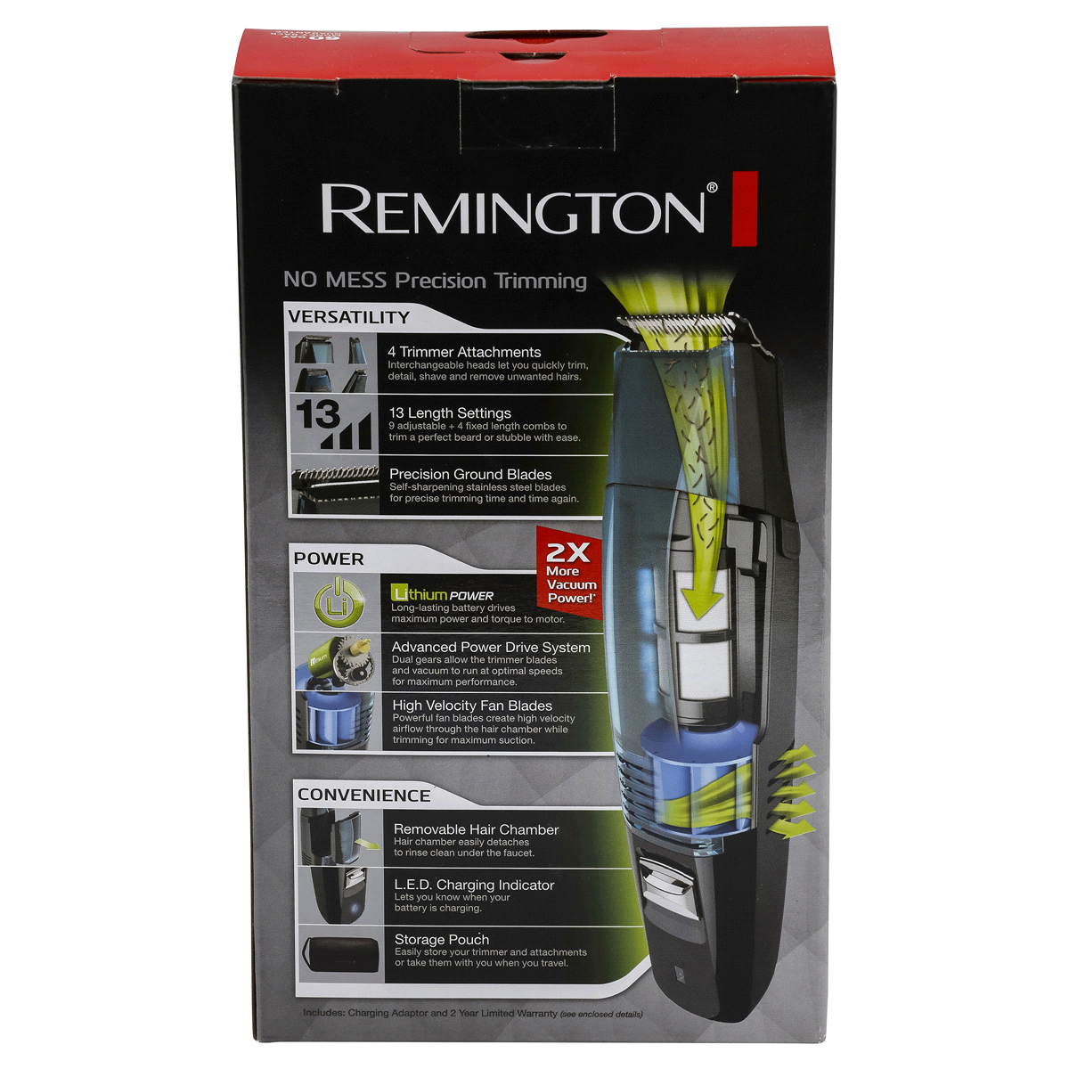 slide 4 of 6, Remington Lithium Power Series 4-in-1 Men's Rechargeable Electric Trimmer With Vacuum - VPG6530A, 1 ct