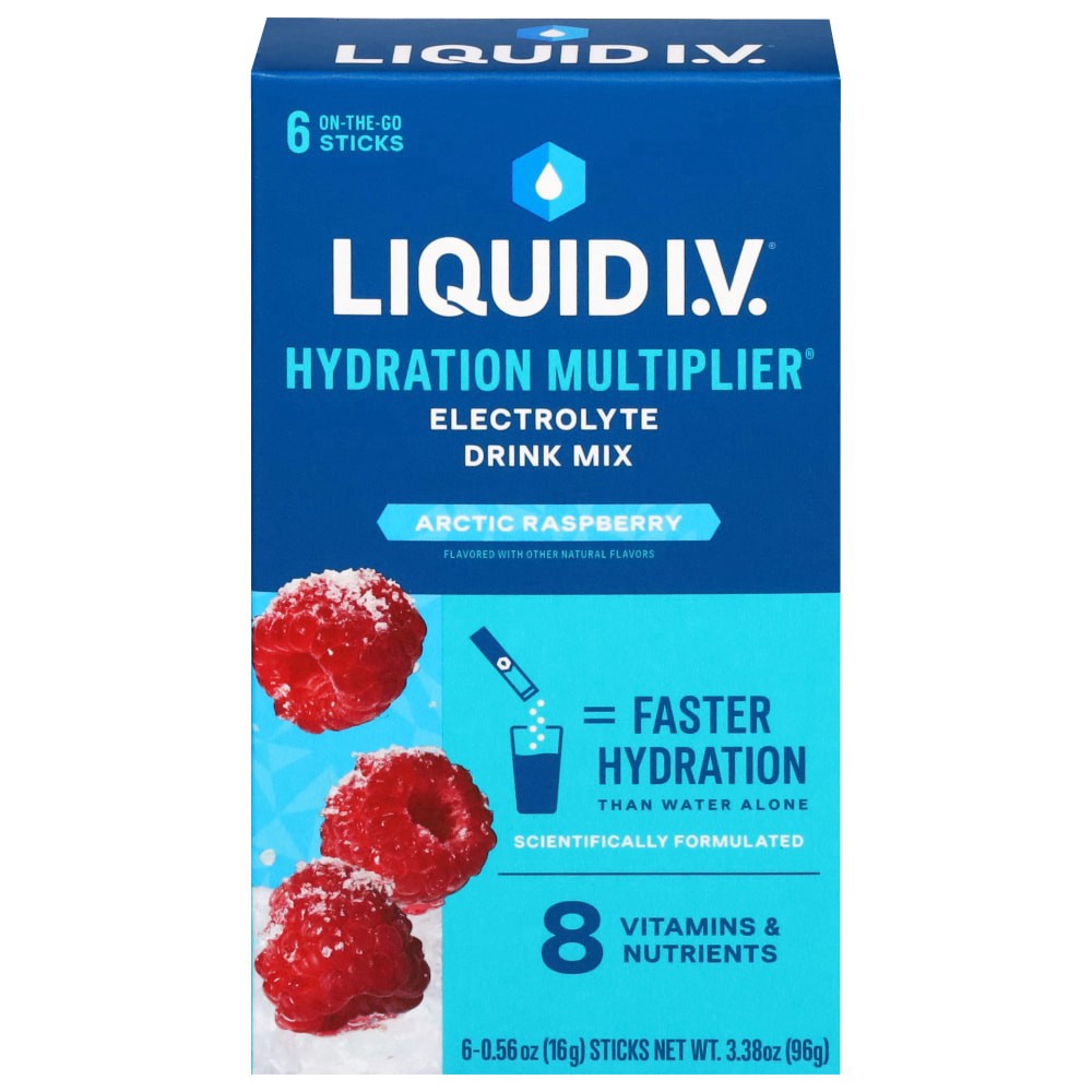 slide 1 of 5, Liquid I.V. Hydration Multiplier Arctic Raspberry Electrolyte Drink Mix 6 - 0.56 oz Sticks, 6 ct