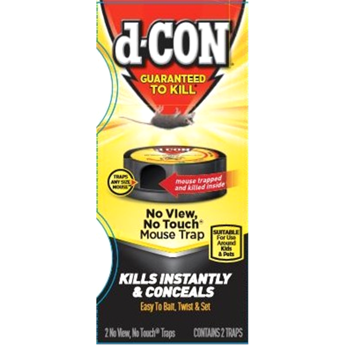 slide 1 of 7, d-Con No View, No Touch Slim Pack Mouse Trap, 2 ct