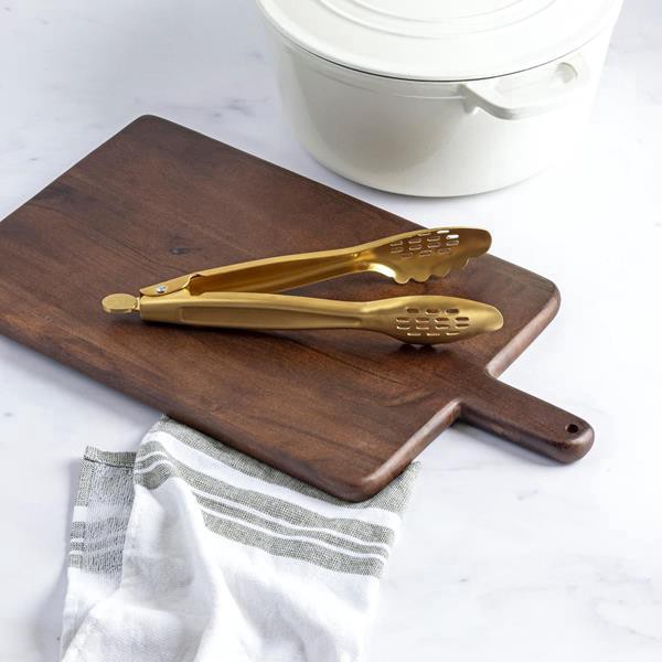 slide 1 of 1, Hy-Vee Seasons 9 In. Locking Tongs In Gold, 1 ct