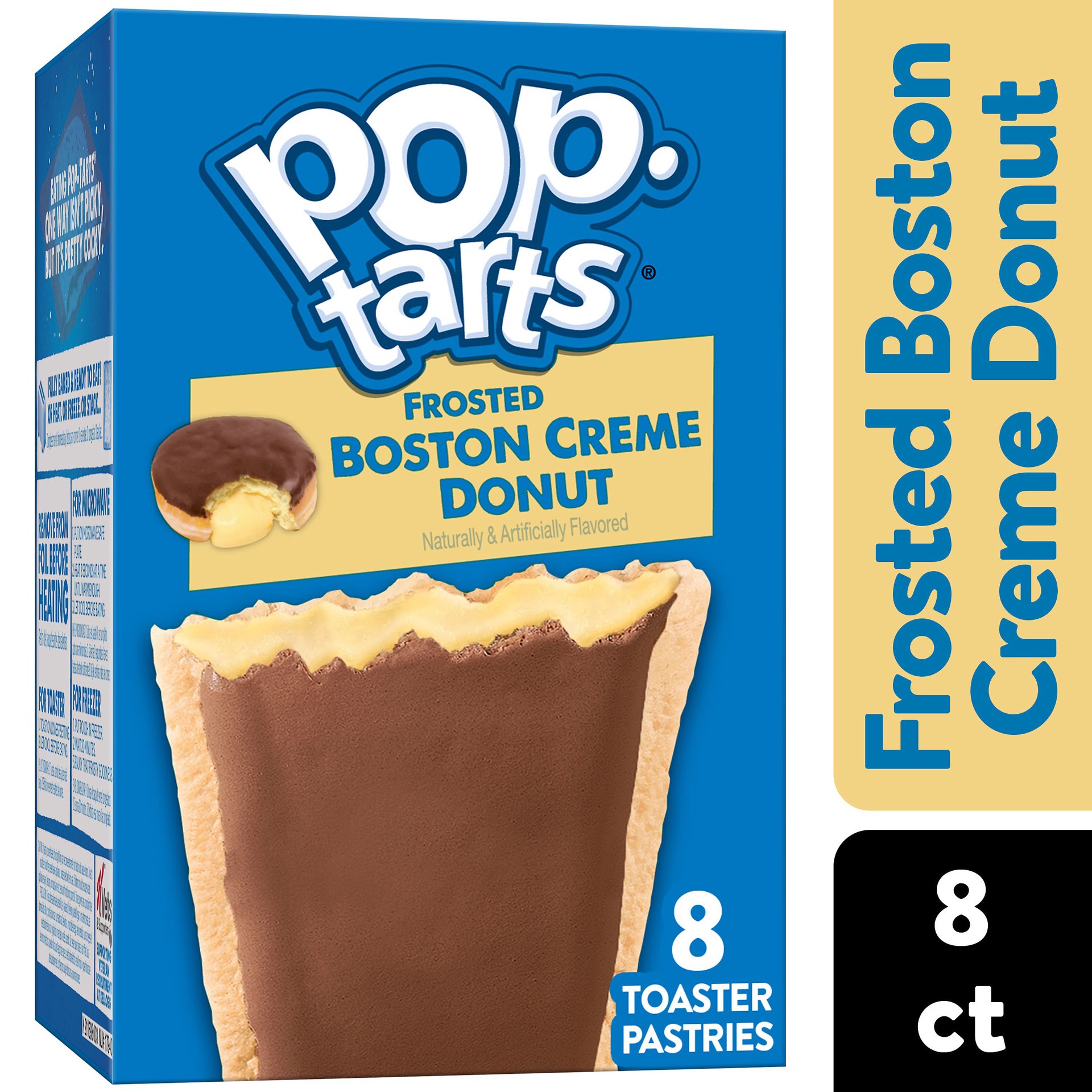 slide 1 of 5, Pop-Tarts Toaster Pastries, Breakfast Foods, Kids Snacks, Frosted Boston Creme Donut, 13.5oz Box, 8 Pop-Tarts, 13.5 oz