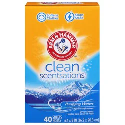 ARM & HAMMER Clean Scentsations Purifying Waters Dryer Sheets 40 Each