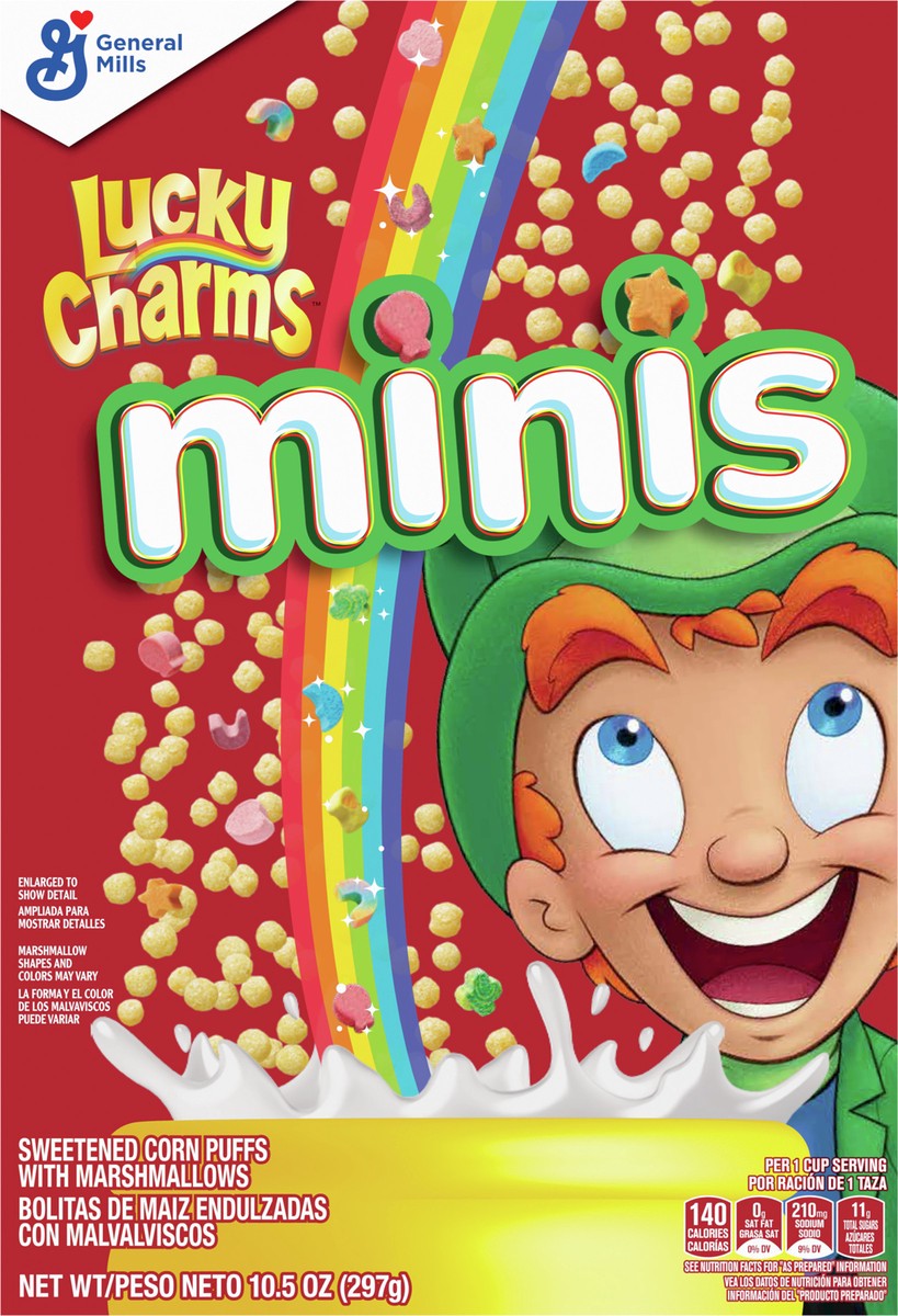 slide 4 of 9, Lucky Charms Minis Cereal with Marshmallows, Breakfast Cereal with Whole Grains, 10.5 oz, 10.5 oz