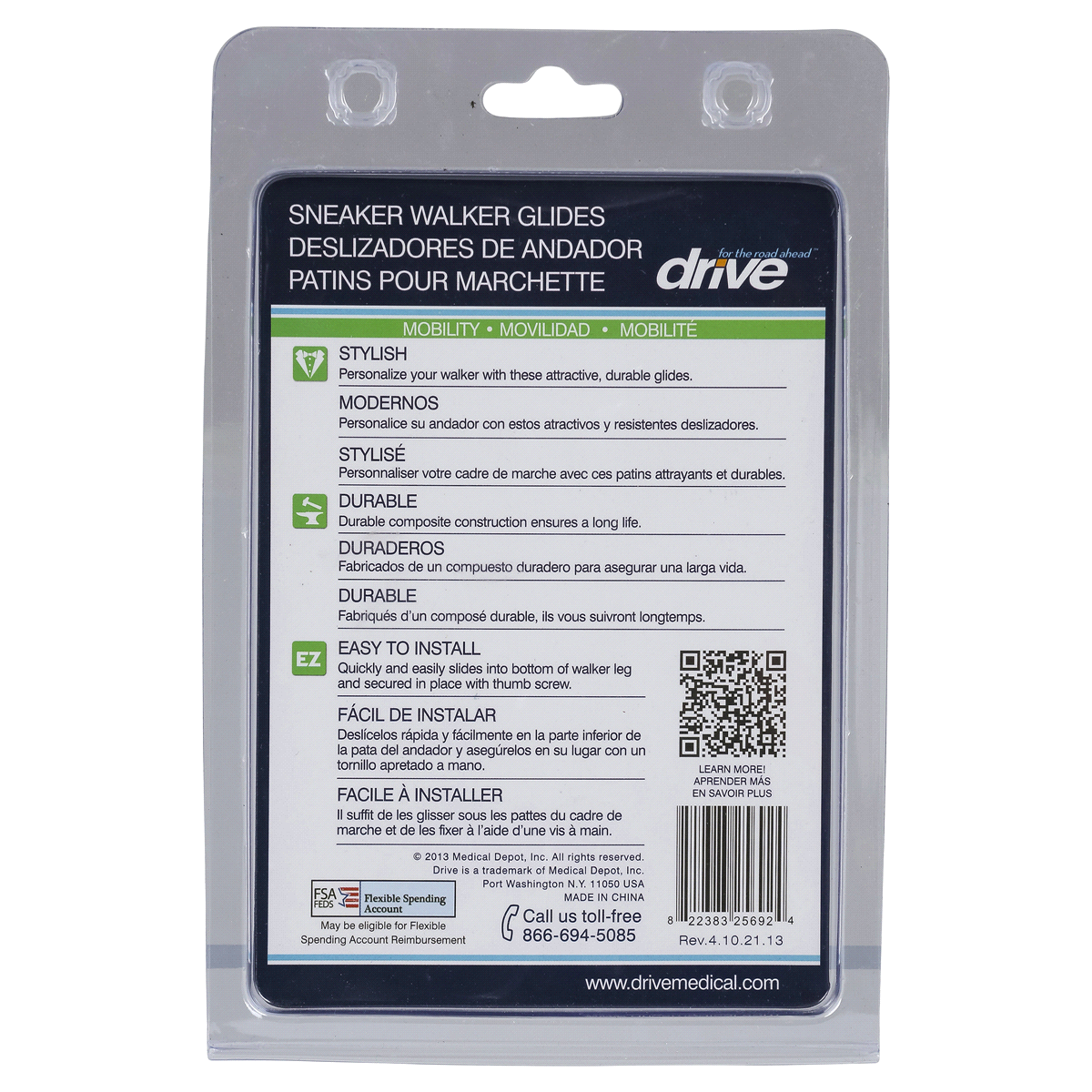 slide 2 of 2, Drive Medical Sneaker Walker Glides - Blue (Standard), 1 ct