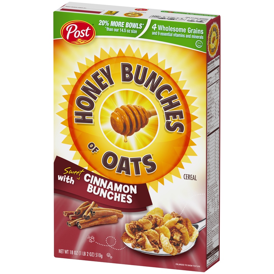 slide 3 of 5, Honey Bunches of Oats with Sweet Cinnamon Bunches, 18 oz