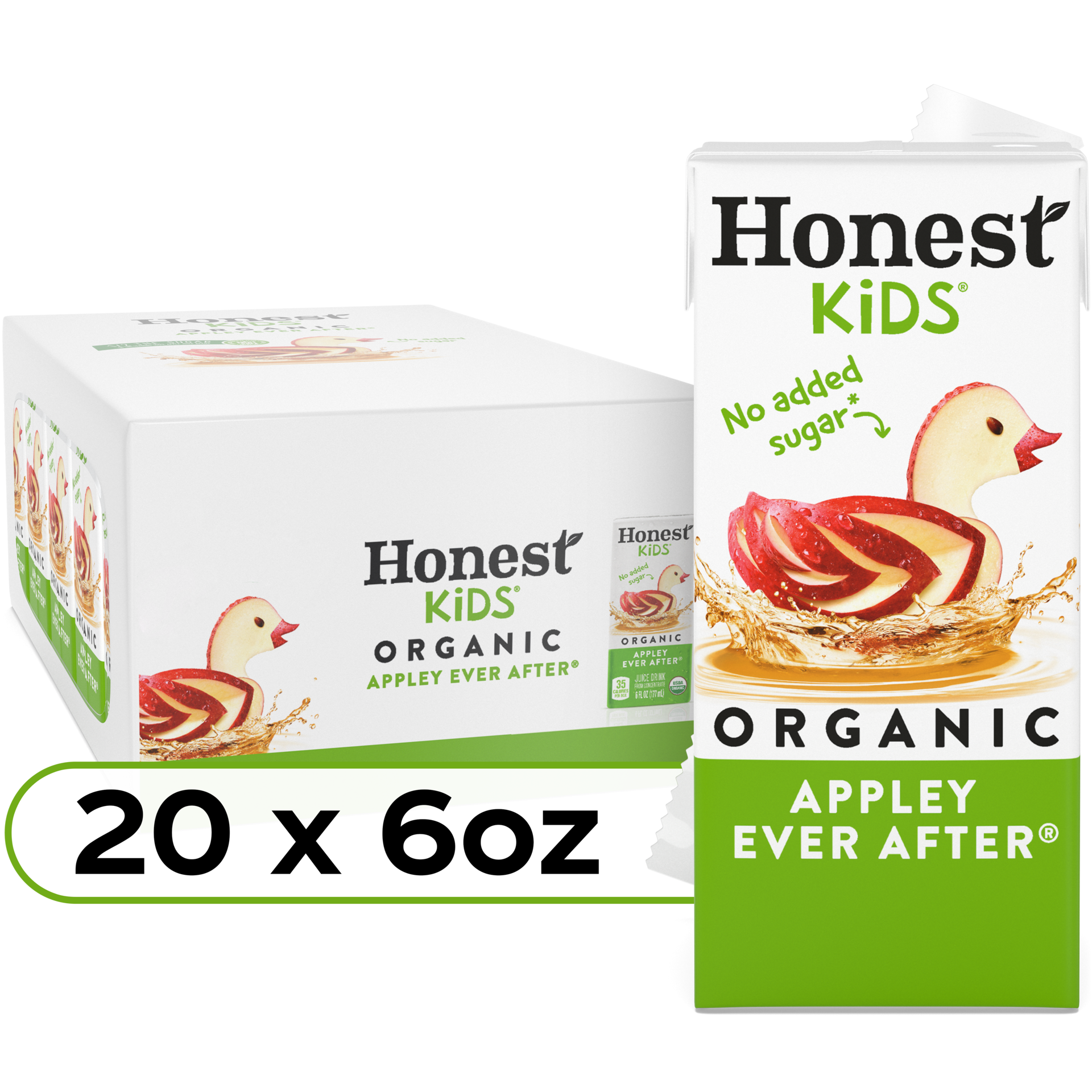 slide 1 of 3, Honest Kids Appley Ever After Cartons, 6 fl oz, 20 Pack, 20 ct, 6 fl oz