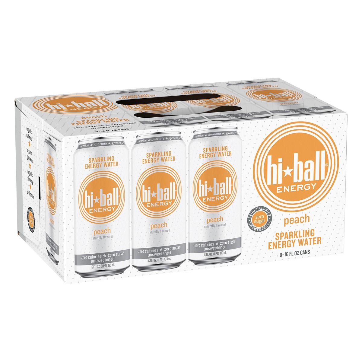 slide 10 of 10, Hiball Energy Peach Sparkling Energy Water - 8 ct, 8 ct