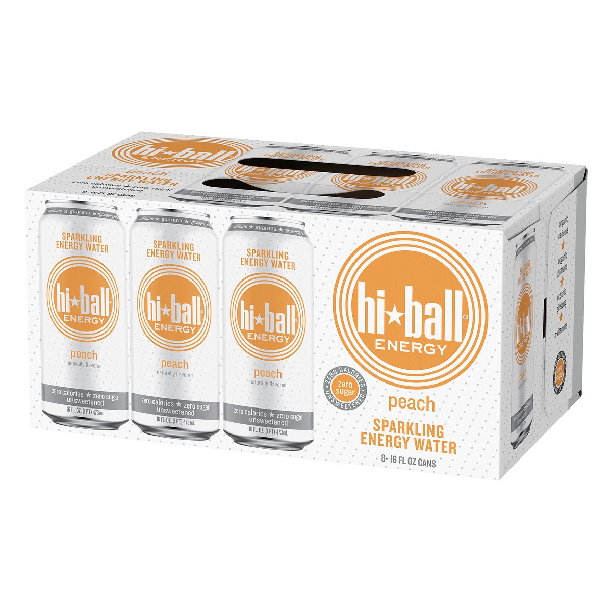 slide 8 of 10, Hiball Energy Peach Sparkling Energy Water - 8 ct, 8 ct