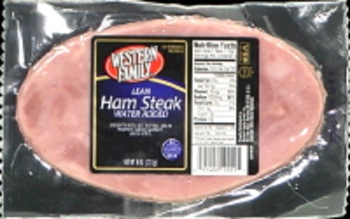 slide 1 of 1, Western Family Oval Ham Steaks, 8 oz