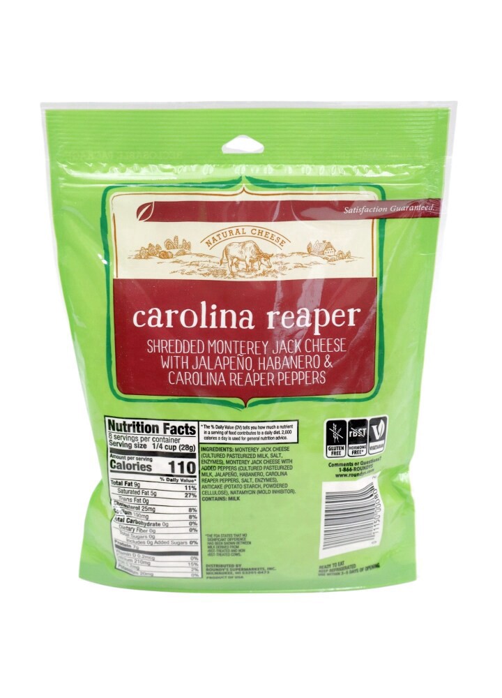 slide 2 of 2, Roundy's Carolina Reaper Monterey Jack Shredded Cheese Jalapeno Habanero & Carolina Reaper Peppers, 6 oz