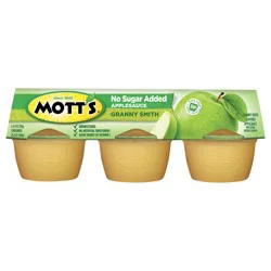 Mott's No Sugar Added Granny Smith Applesauce, 3.9 oz cups, 6 count