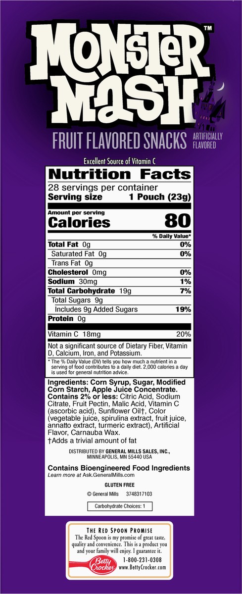 slide 8 of 9, Monster Mash Spooky Berry Fruit Snacks, 28 pouches, 28 ct