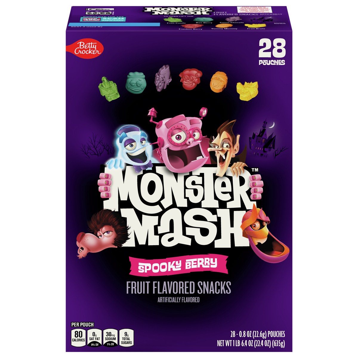slide 1 of 9, Monster Mash Spooky Berry Fruit Snacks, 28 pouches, 28 ct