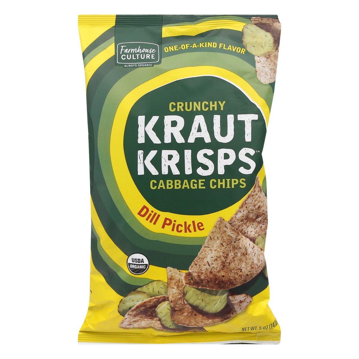 slide 1 of 13, Farmhouse Culture Crunchy Dill Pickle Kraut Krisps 5 oz, 5 oz