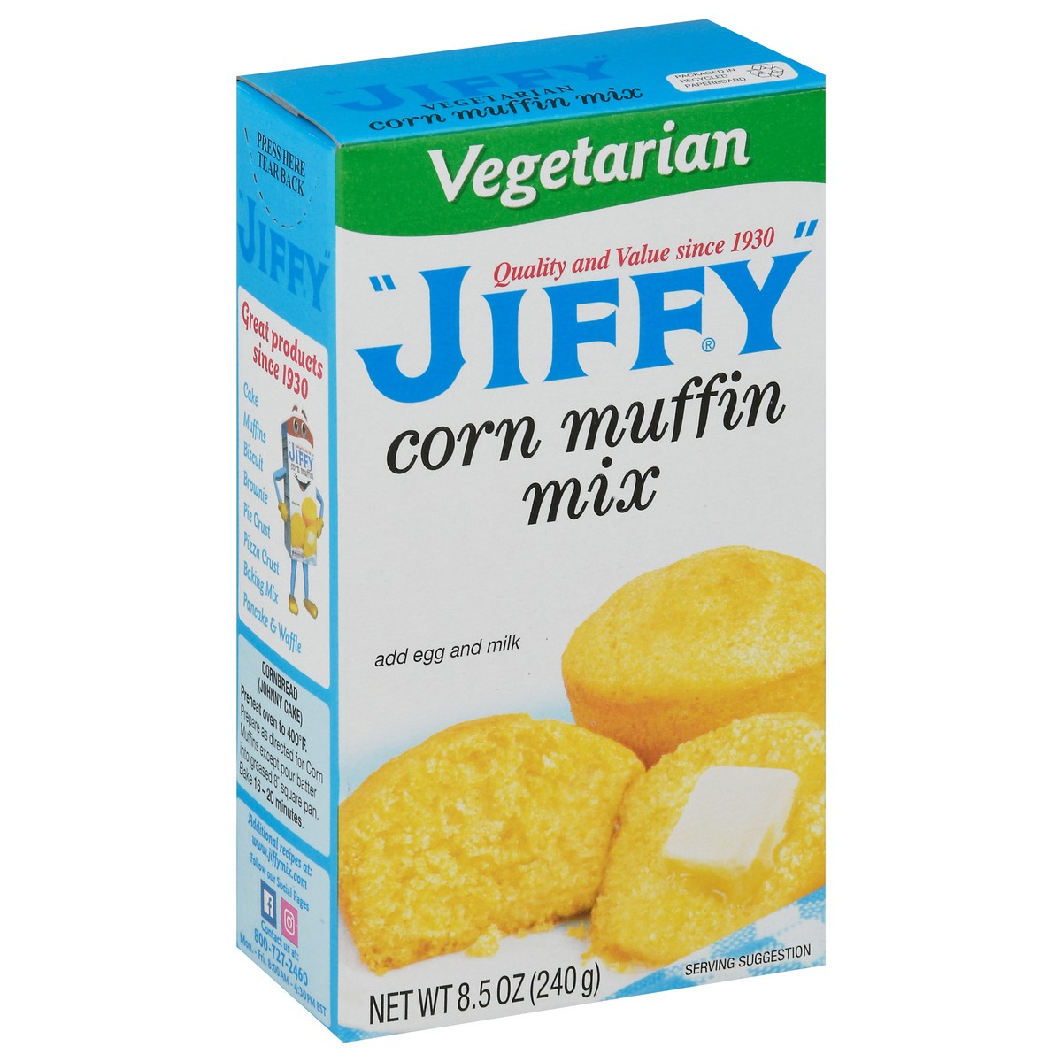 slide 2 of 9, Jiffy Vegetarian Corn Muffin Mix 8.5 oz, 8.5 oz