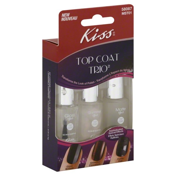 slide 1 of 1, Kiss Top Coat Trio 3 ea, 3 ct