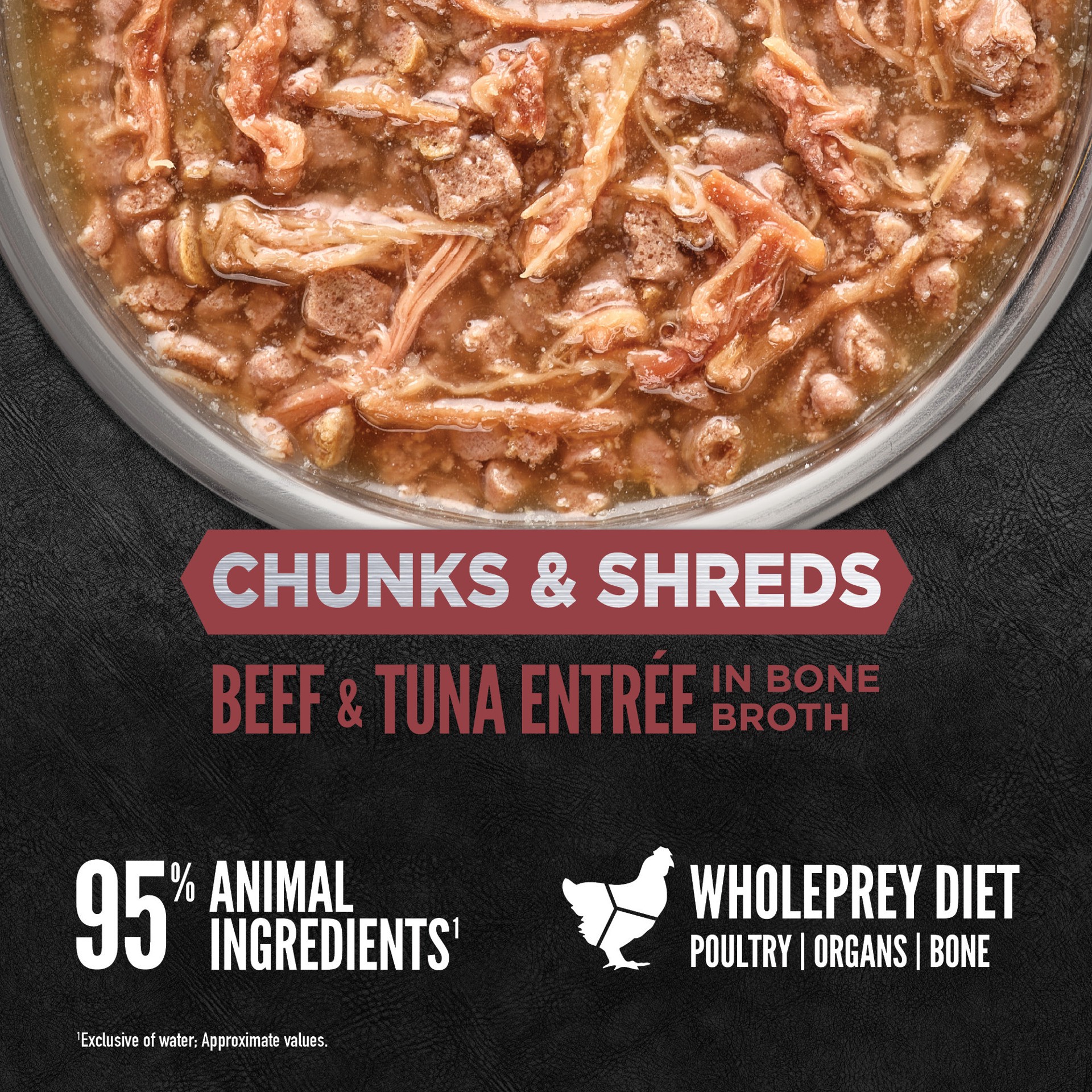 slide 2 of 2, ORIJEN Chunks & Shreds Beef & Tuna Entrée, 3oz, case of 12 cans, 3 oz