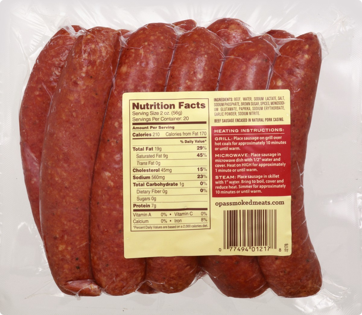 slide 7 of 10, Opa's Beef Smoked Sausage Value Pack, 1 lb