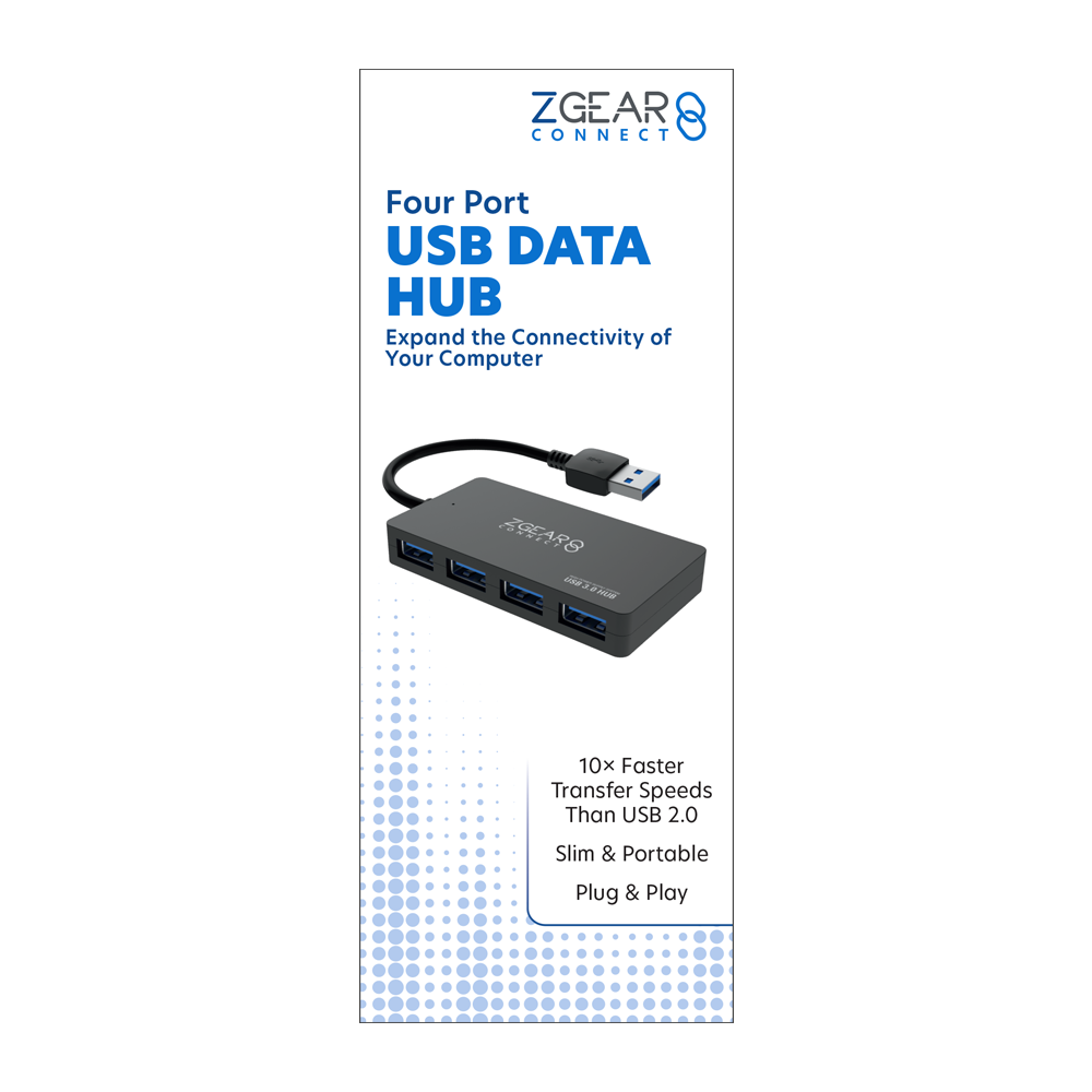 slide 1 of 1, Zgear 4 Port Usb Hub - Black, 1 ct