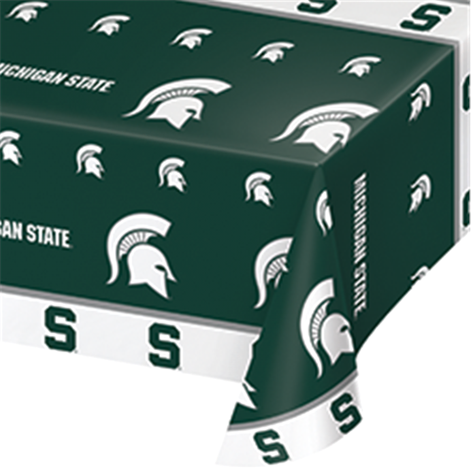 slide 1 of 1, Michigan State Spartans University Plastic Tablecloth, 1 ct