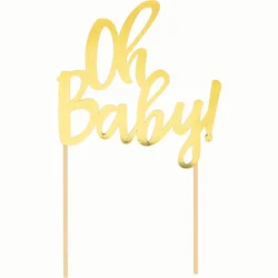 Creative Converting Gold "Oh Baby" Cake Topper, 1 ct.
