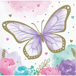 Party Creations Golden Butterfly Beverage Napkins