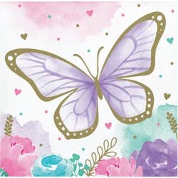 Party Creations Golden Butterfly Beverage Napkins
