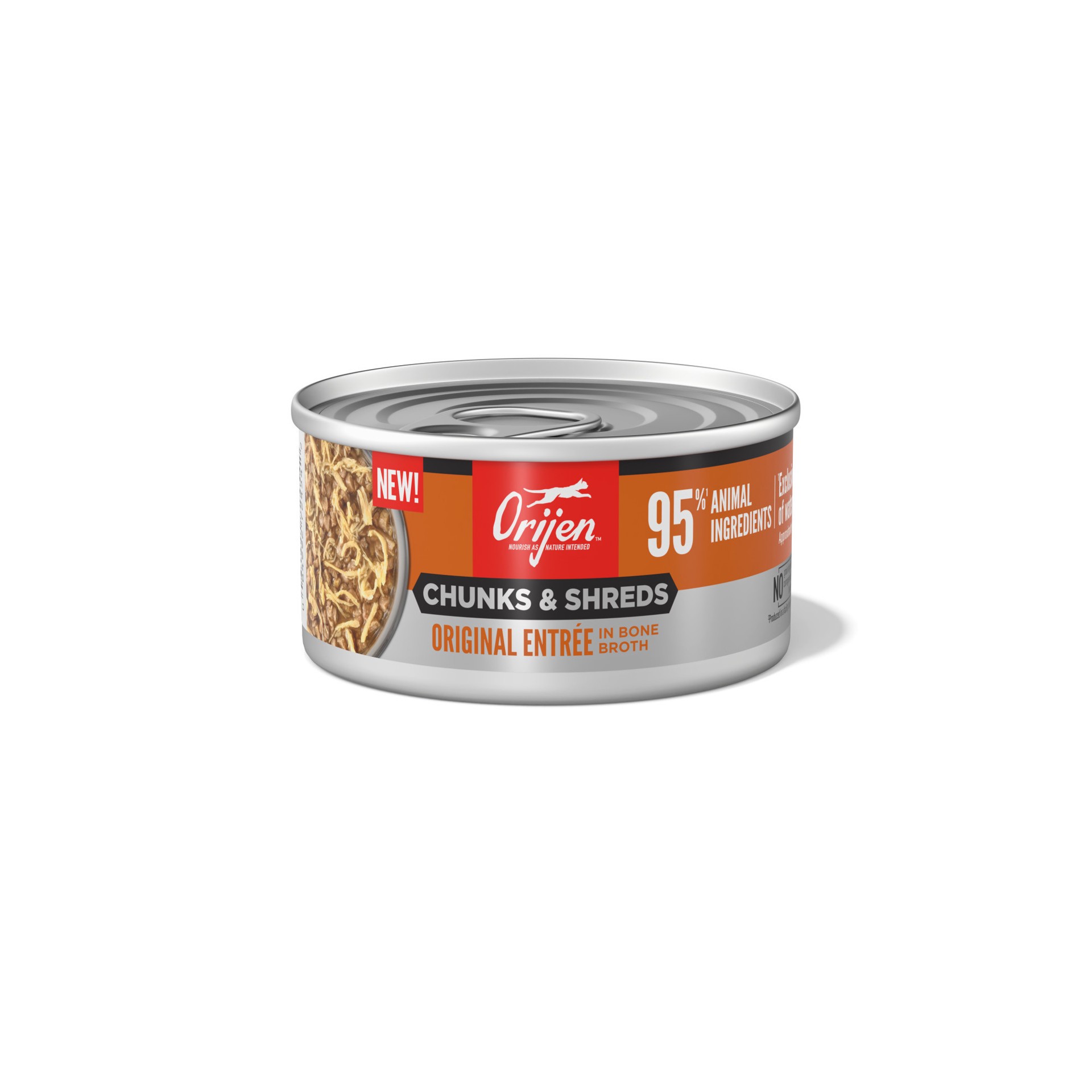 slide 1 of 2, ORIJEN Chunks & Shreds Original Entrée, 3oz, case of 12 cans, 3 oz