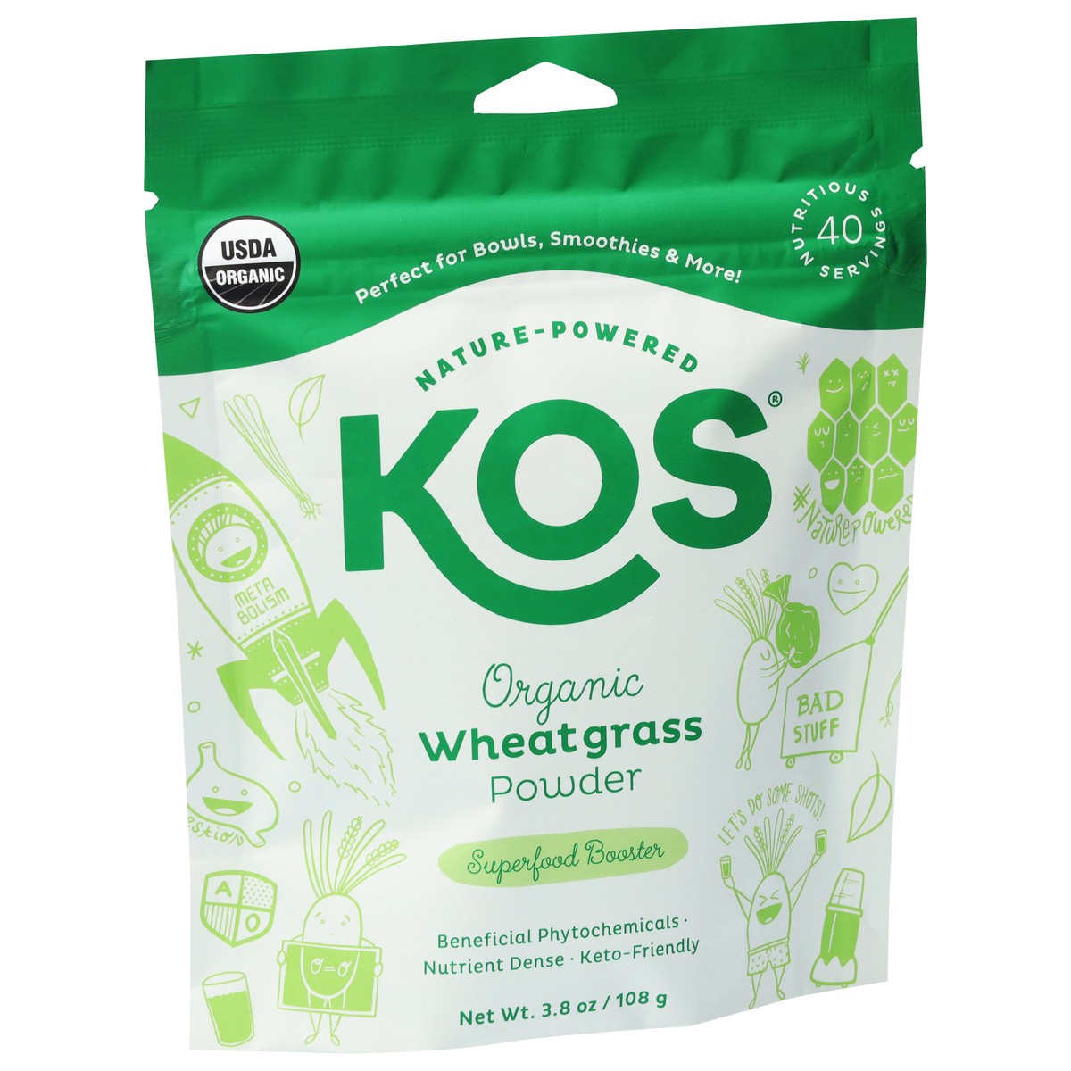 slide 5 of 9, KOS Organic Wheatgrass Powder 3.8 oz, 3.80 oz