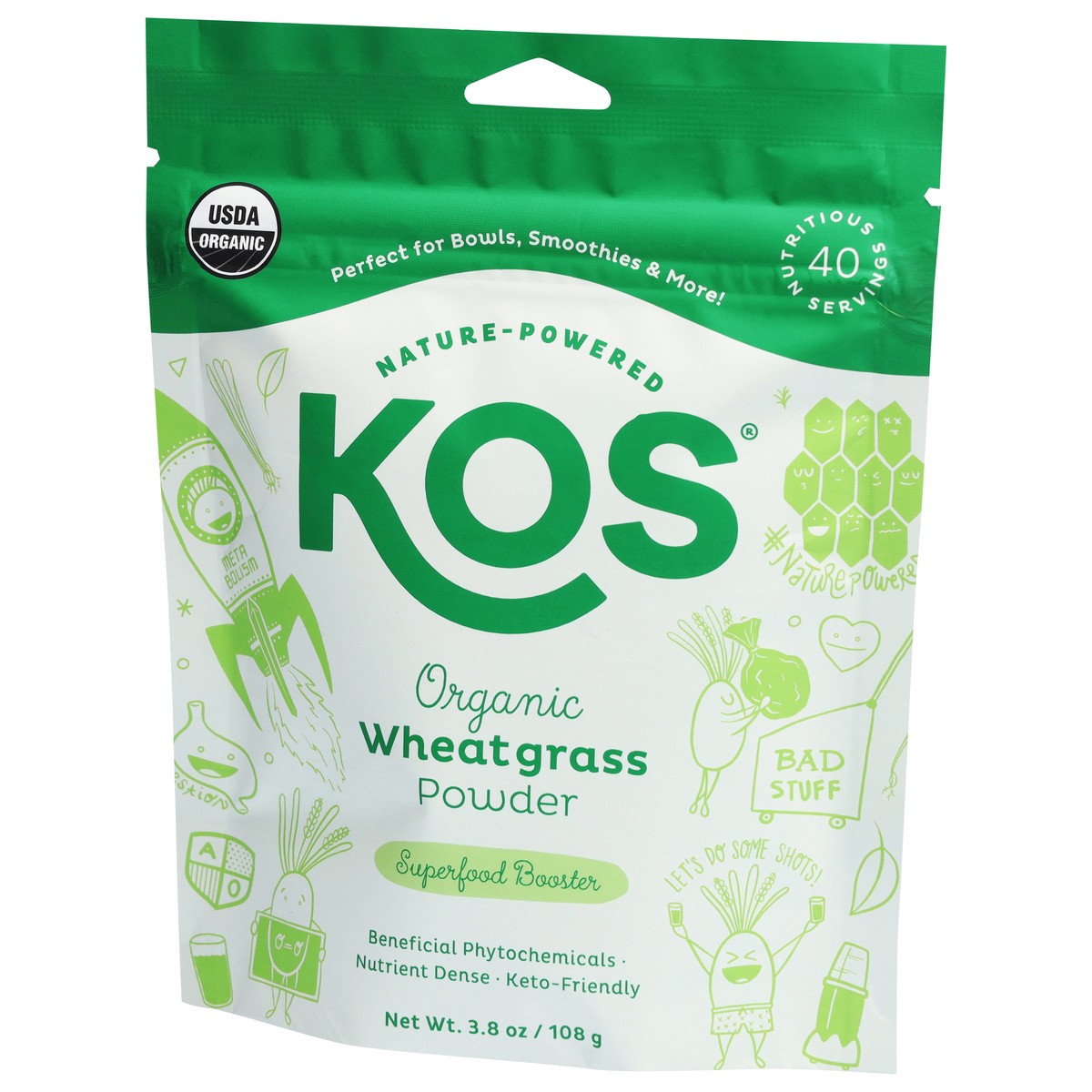 slide 3 of 9, KOS Organic Wheatgrass Powder 3.8 oz, 3.80 oz