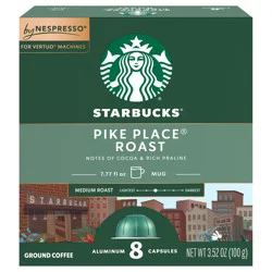 Starbucks By Nespresso Vertuo Line Pods, Medium Roast Coffee, Pike Place Roast, 100% Arabica, 8 Pods
