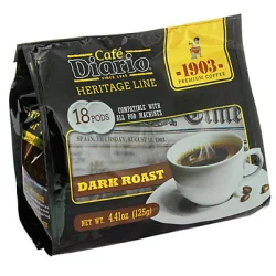 Cafe Diario Heritage Line Dark Roast Single Serve Coffee Pods