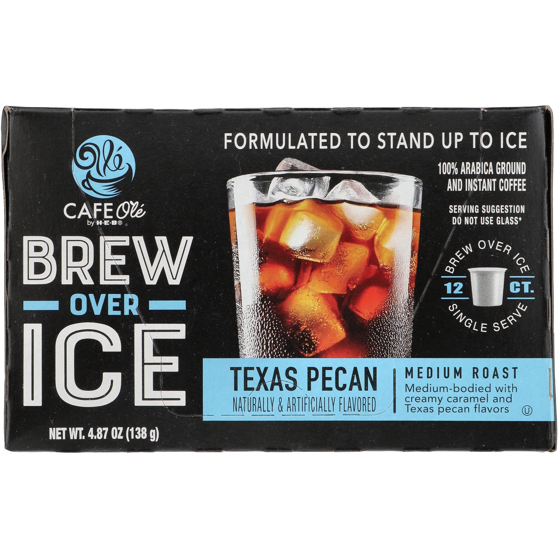 slide 1 of 1, CAFE Olé by H‑E‑B Texas Pecan Brew Over Ice Medium Roast Coffee Single Serve Cups, 12 ct