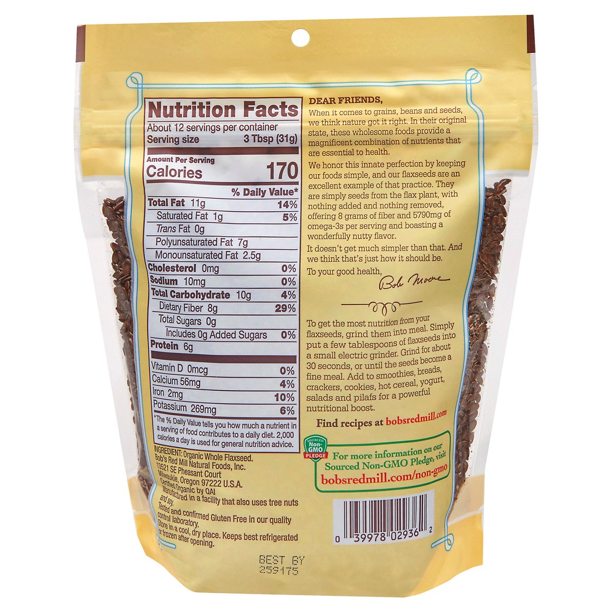 slide 2 of 2, Bob's Red Mill Organic Whole Flaxseed 13 oz, 13 oz