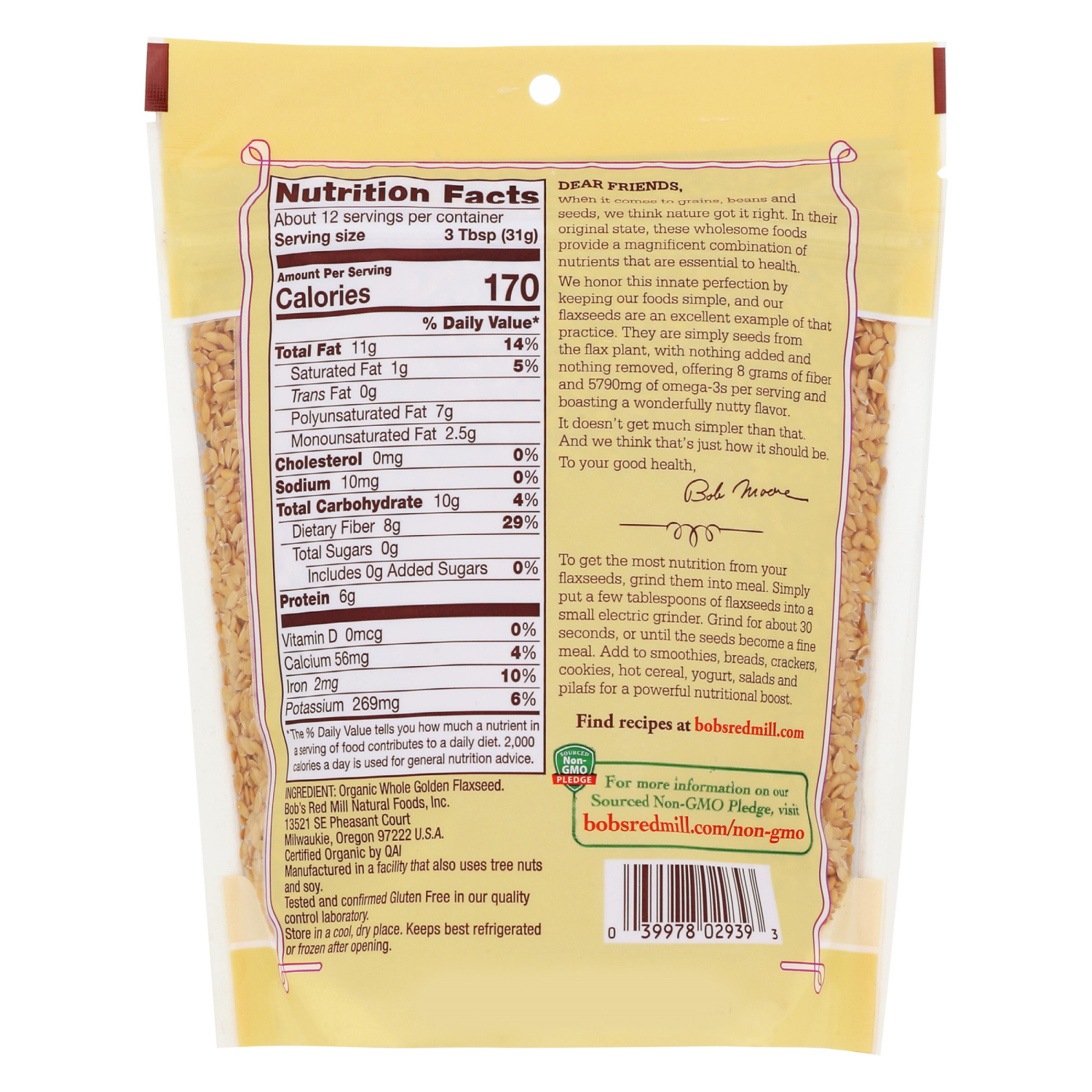 slide 2 of 3, Bob's Red Mill Organic Whole Golden Flaxseed 13 oz, 13 oz