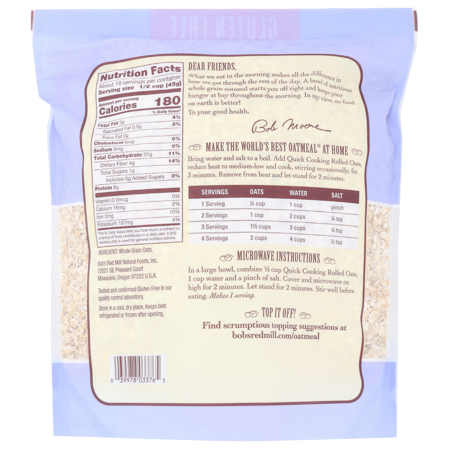 slide 2 of 3, Bob's Red Mill Quick Cooking Gluten Free Rolled Oats 28 oz, 28 oz