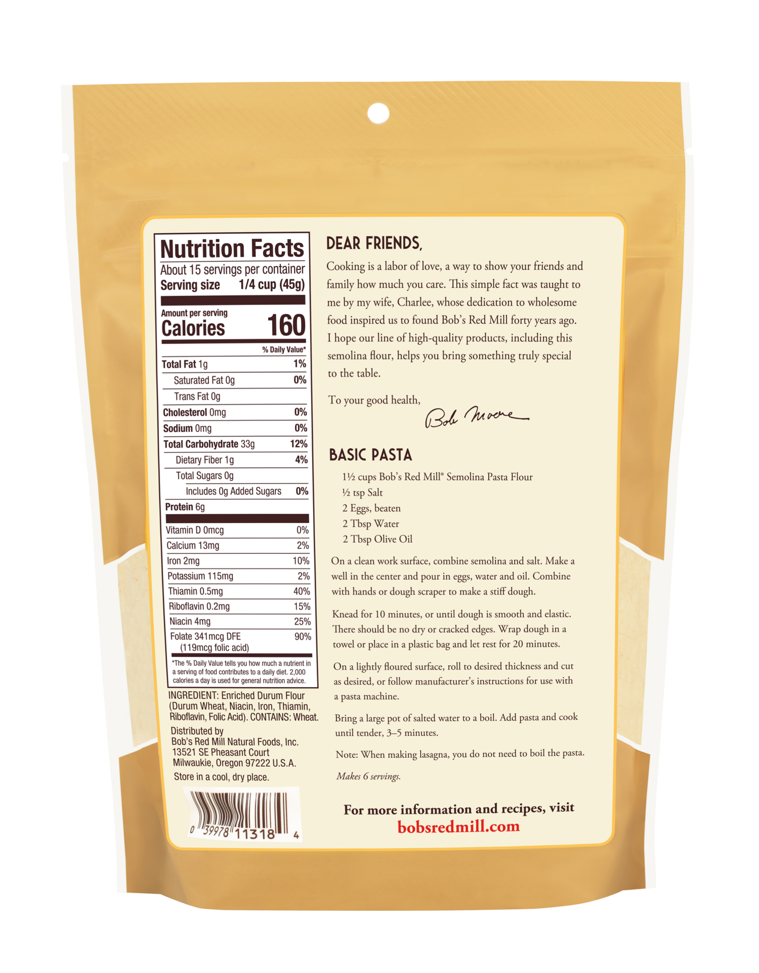 slide 2 of 3, Bob's Red Mill Semolina Flour 24 oz, 24 oz