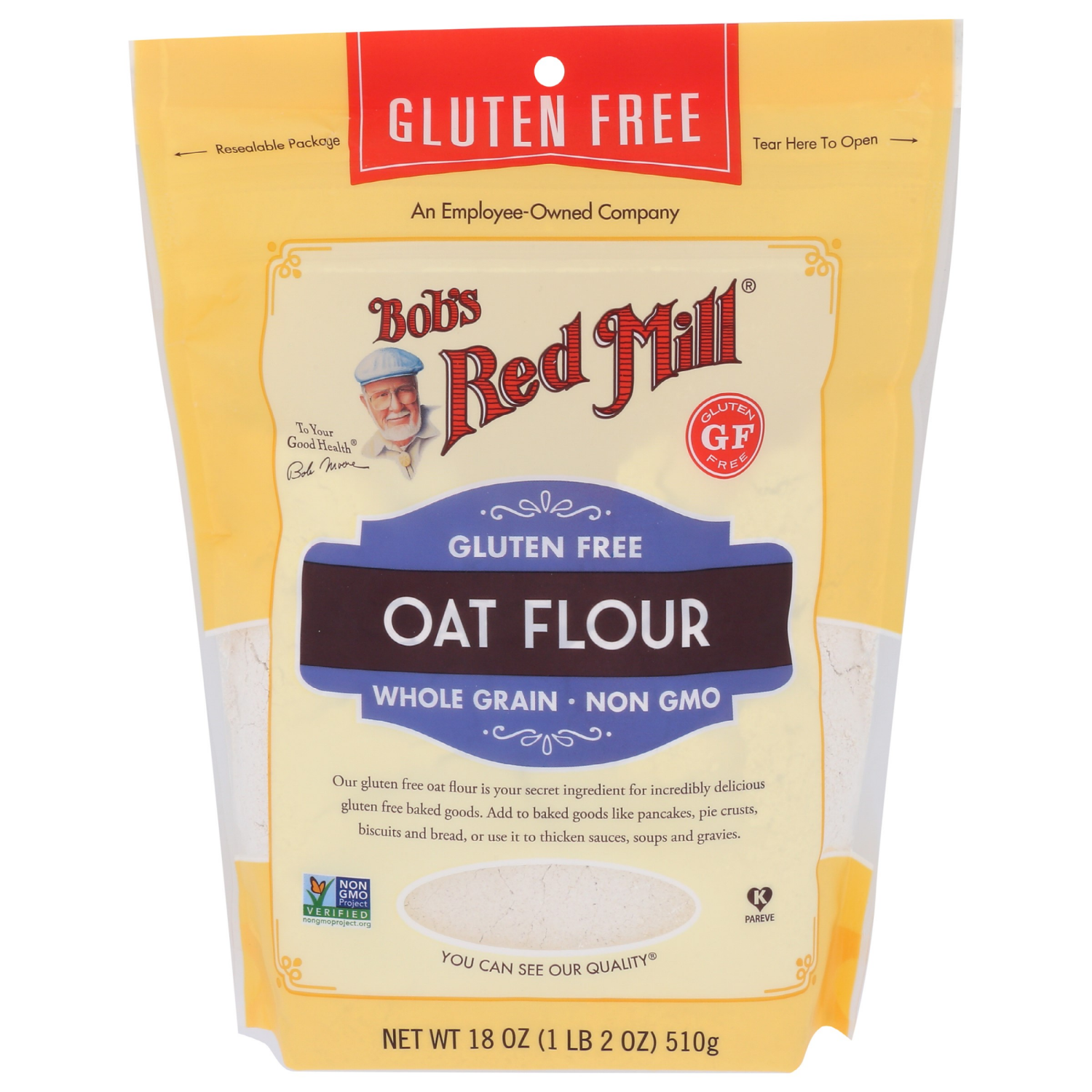 slide 1 of 3, Bob's Red Mill Whole Grain Gluten Free Oat Flour 18 oz, 18 oz