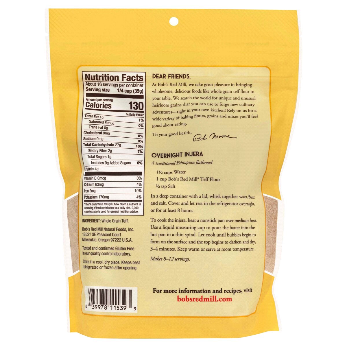 slide 2 of 2, Bob's Red Mill Teff Flour - 20 oz, 20 oz