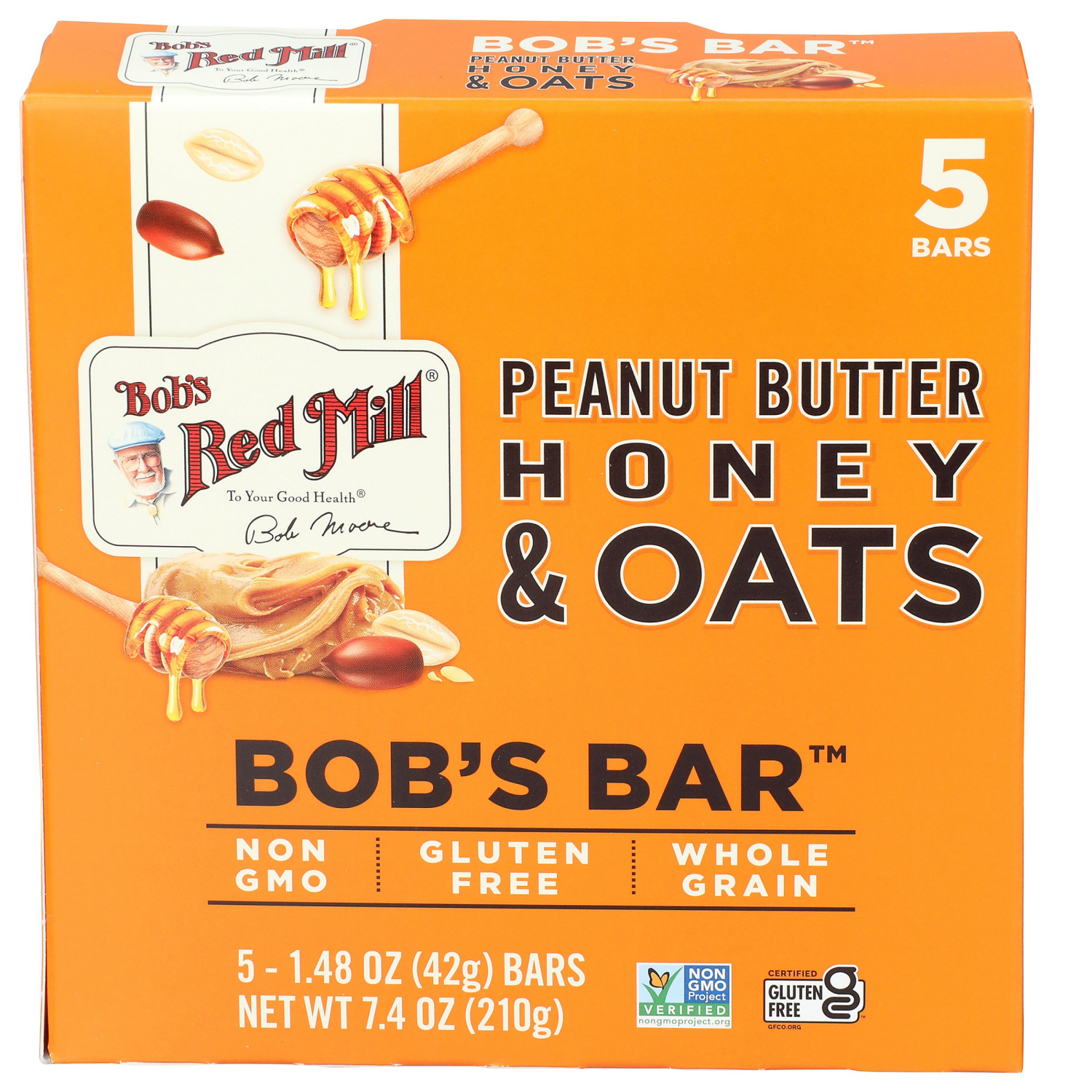 slide 1 of 2, Bob's Red Mill Peanut Butter Honey & Oats Bob's Bar 5 - 1.48 oz Bars, 5 ct