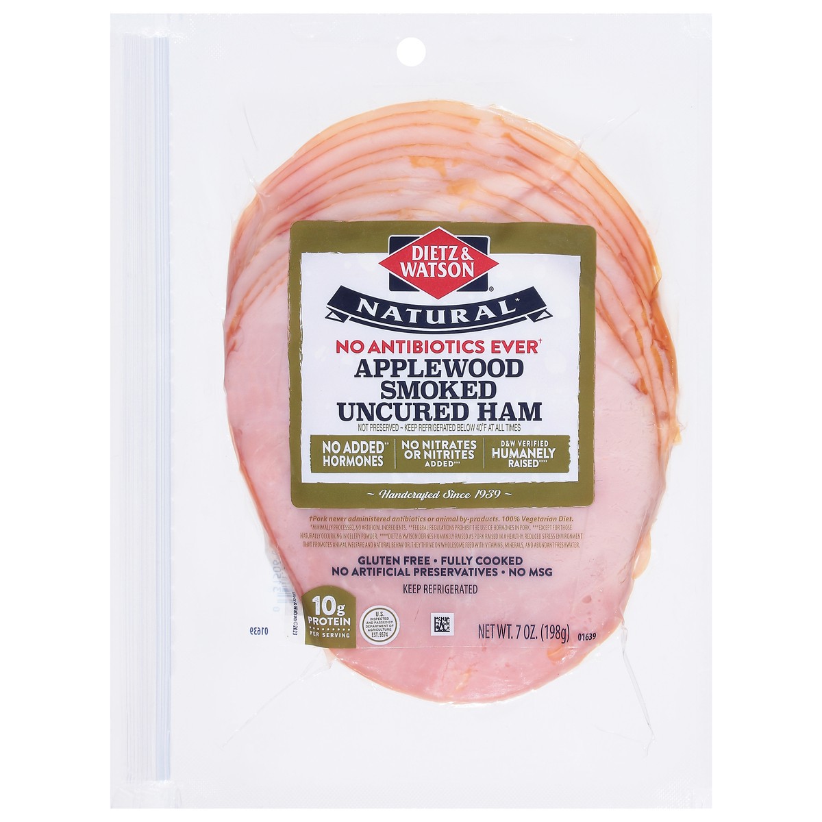slide 1 of 9, Dietz & Watson Uncured Applewood Smoked Ham 7 oz, 7 oz