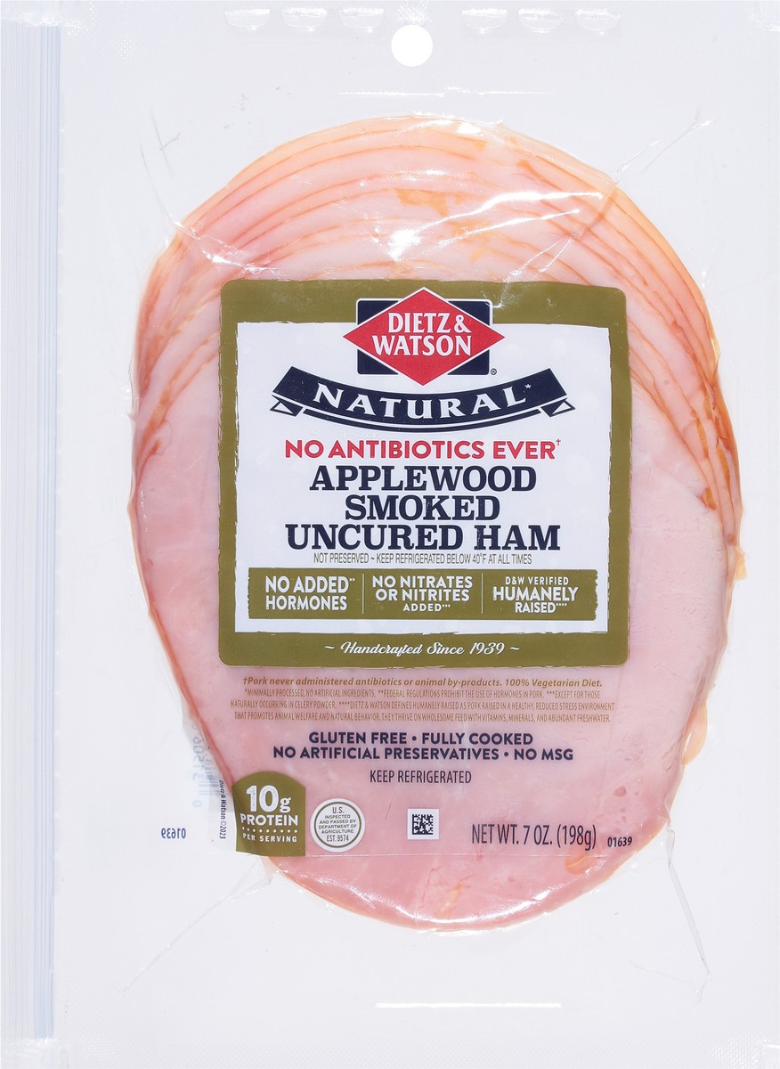 slide 7 of 9, Dietz & Watson Uncured Applewood Smoked Ham 7 oz, 7 oz
