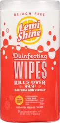 Lemi Shine Disinfecting Fresh Lemon Scent Wipes - 75 ct
