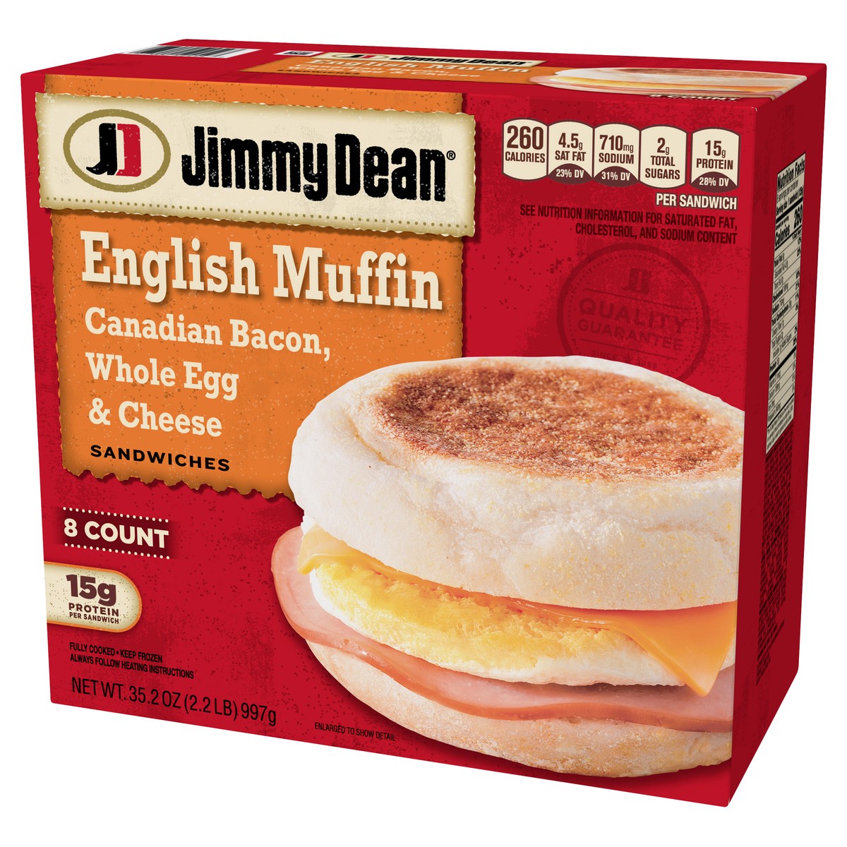 slide 6 of 12, Jimmy Dean Canadian Bacon, Whole Egg & Cheese English Muffin, 997.90 g