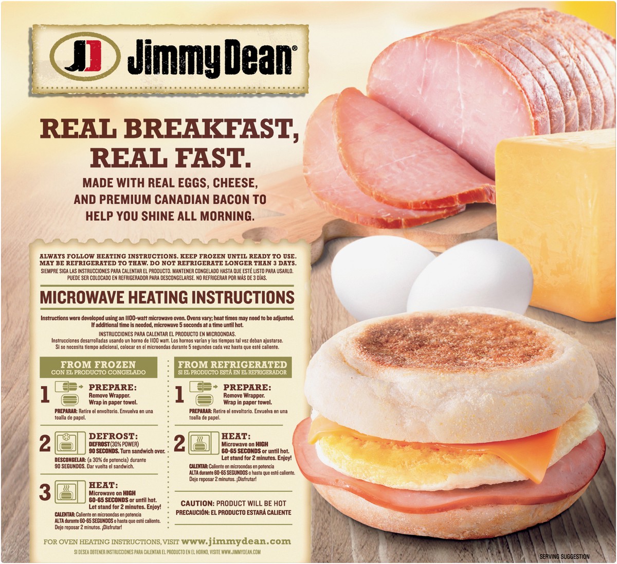 slide 8 of 12, Jimmy Dean Canadian Bacon, Whole Egg & Cheese English Muffin, 997.90 g