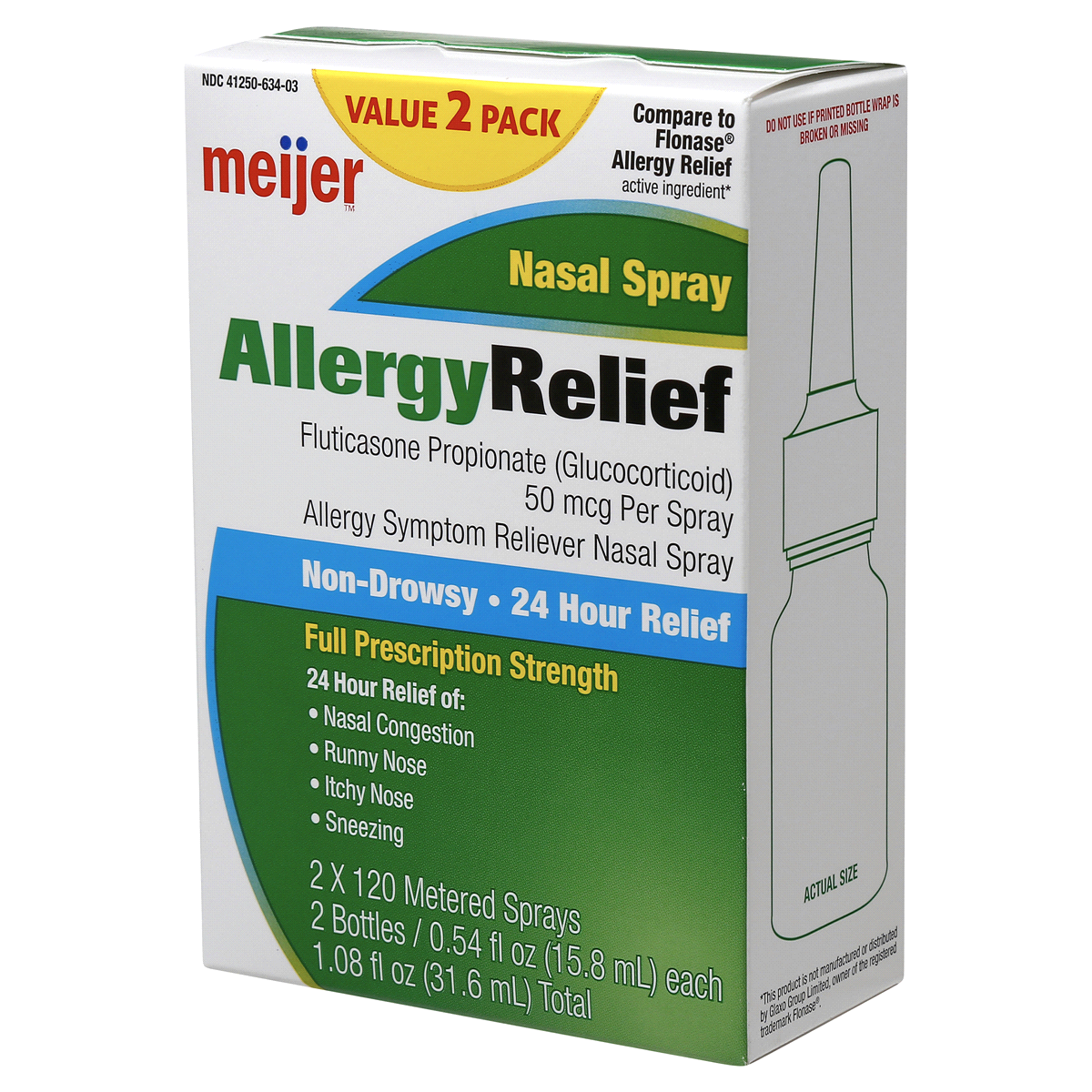 slide 5 of 7, Meijer Fluticasone Propionate Nasal Spray USP, 24-Hour Allergy Relief, 1.08 oz