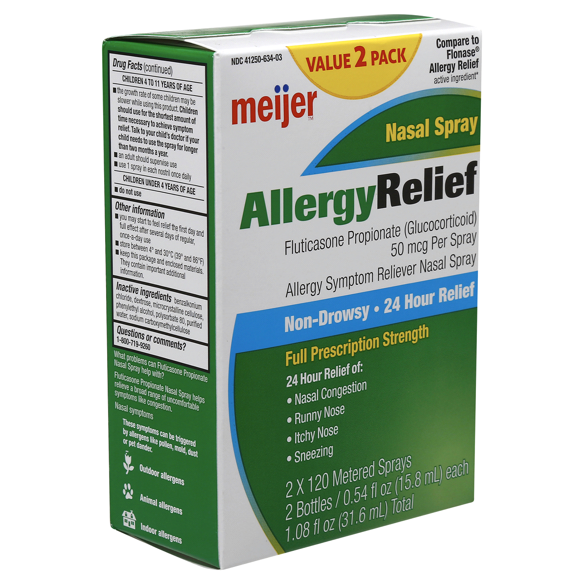 slide 7 of 7, Meijer Fluticasone Propionate Nasal Spray USP, 24-Hour Allergy Relief, 1.08 oz